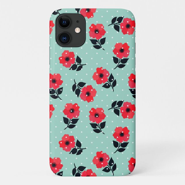 Coques Case-Mate iPhone Fleurs rouges mignonnes et filles Motif (Dos)