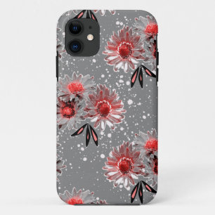 Case-Mate iPhone Case Fleurs rouges sur gris