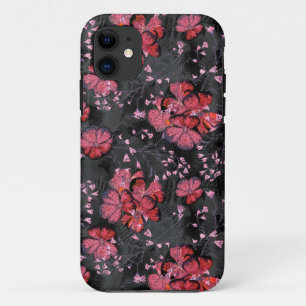 Case-Mate iPhone Case Fleurs rouges sur un arrière - plan gris-noir.