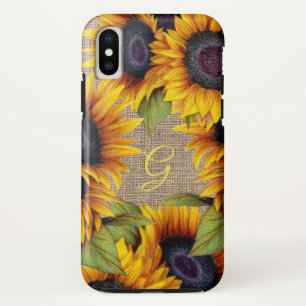 Case-Mate iPhone Case Fleurs rustiques tournesols jaunes toile de jute m