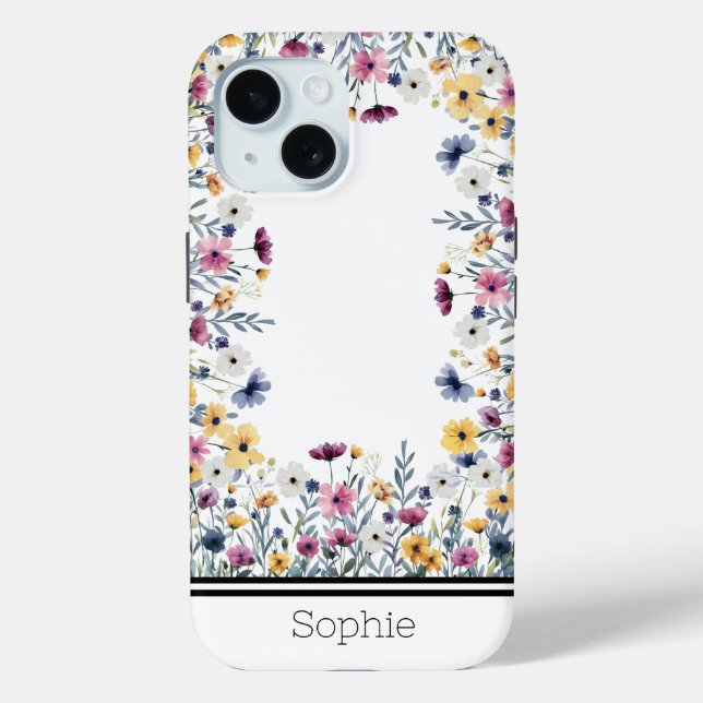 Coques Case-Mate iPhone Fleurs sauvages Aquarelle personnalisée (Verso)