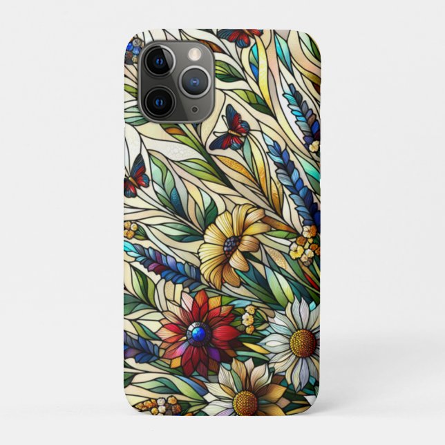 Coques Case-Mate iPhone Fleurs sauvages et papillons de design en verre (Dos)