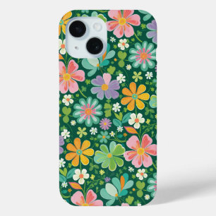 Coque Case-Mate iPhone Fleurs sauvages pastel en rose, violet, orange et