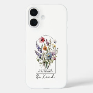 Coque Pour iPhone 16 Fleurs sauvages vintage avec citation - Soyez gent