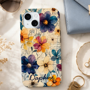 Coque Case-Mate iPhone Fleurs sauvages vintage violettes et orange person