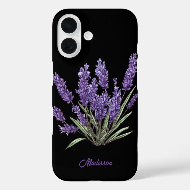 Coques Case-Mate iPhone Fleurs sauvages violettes modernes Nom personnalis (Verso)