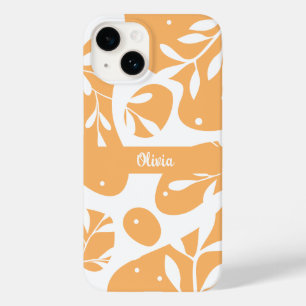 Coque Case-Mate iPhone Fleurs simplistes abstraites orange personnalisées