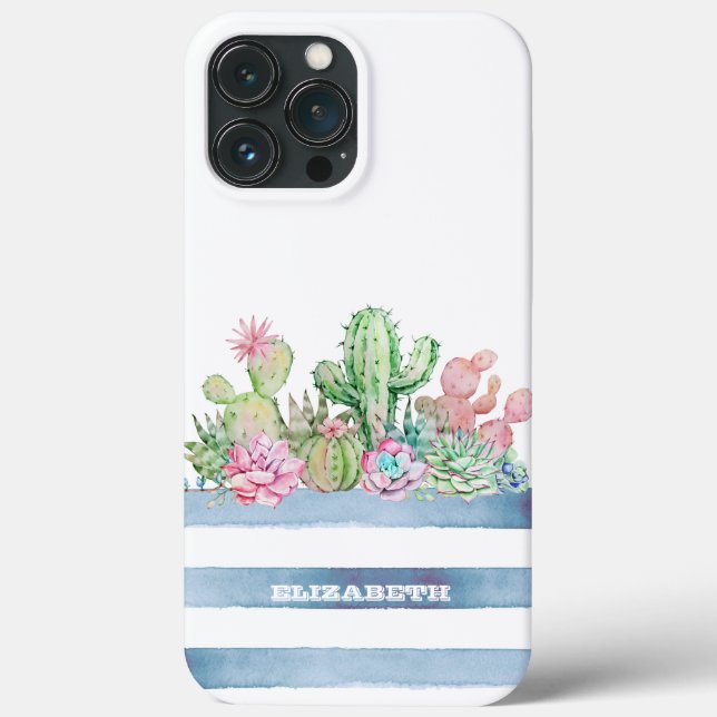 Coques Case-Mate iPhone Fleurs Succulentes Rayures Cactus (Verso)