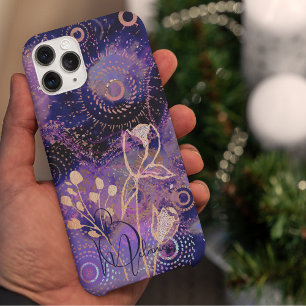 Coque Case-Mate iPhone Fleurs sur les cercles bleu-violet design