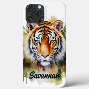 Case-Mate iPhone Case Fleurs Tiger Pastel Safari Aquarelle Savannah