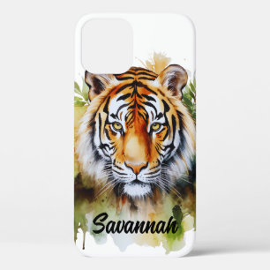 Case-Mate iPhone Case Fleurs Tiger Pastel Safari Aquarelle Savannah