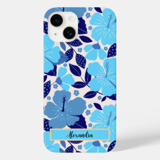 Coque Case-Mate iPhone Fleurs tropicales bleues personnalisées