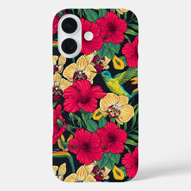 Coques Case-Mate iPhone Fleurs tropicales et colibri - Botanica d'été (Verso)