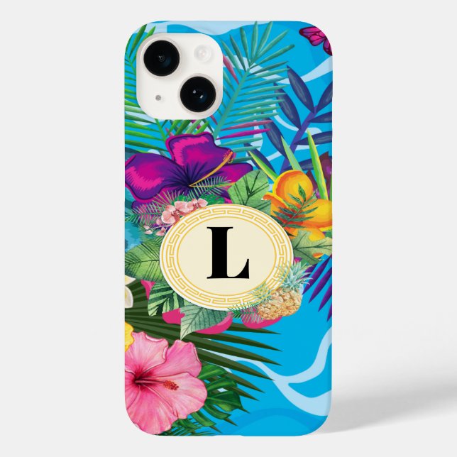 Coques Case-Mate iPhone Fleurs Tropicales Hawaiiennes Et Papillons Monogra (Verso)