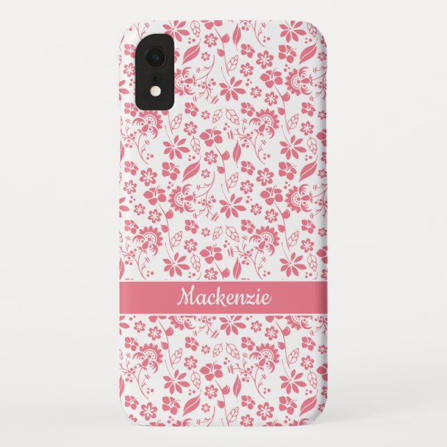 Coques Case-Mate iPhone Fleurs tropicales lumineuses rose vif modernes (Dos)