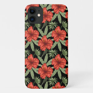 Case-Mate iPhone Case Fleurs tropicales rouges sans coutures motif vert