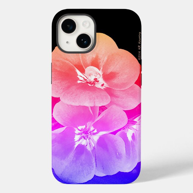 Coques Case-Mate iPhone Fleurs tropicales stylisées arc-en-ciel (Verso)