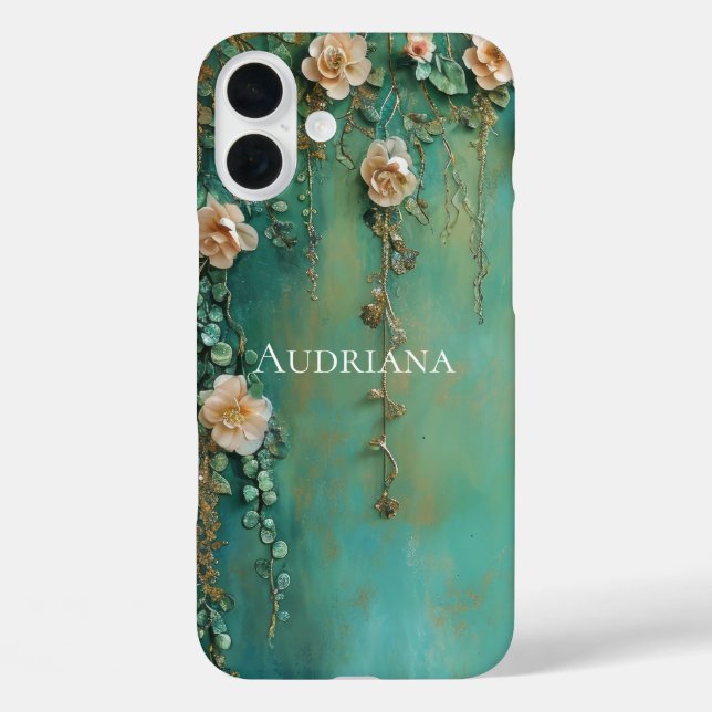Coques Case-Mate iPhone Fleurs Turquoises rousses romantiques roses (Verso)