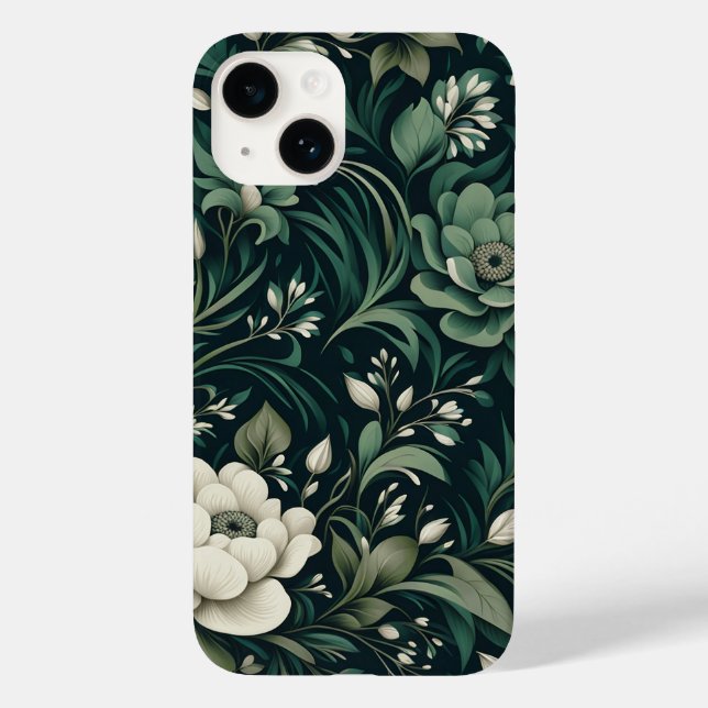 Coques Case-Mate iPhone Fleurs Vert Émeraude Foncé (Verso)