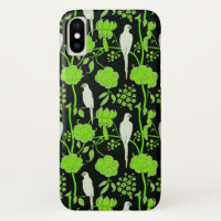 FLEURS VERTES ART DÉCO, PAROIS BLANCS SUR NOIR