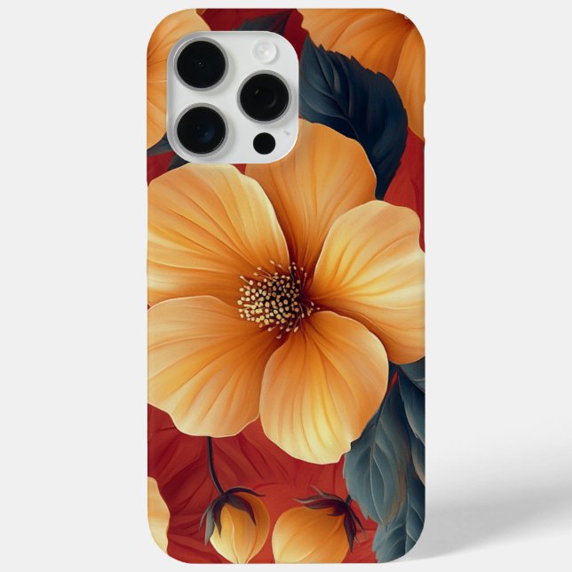 Coques Case-Mate iPhone Fleurs vibrantes sur fond rouge 🌼 (Verso)