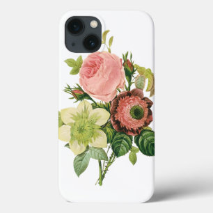 Coques Pour iPhone Fleurs vintages, Anémones Roses Clematis par Redou