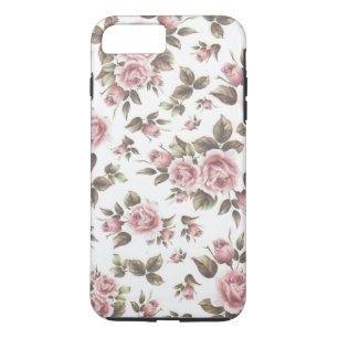 Coques Pour iPhone Fleurs vintages chics de roses de brun de rose en