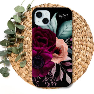 Coque Case-Mate iPhone Fleurs Violettes Bohème Vintage Romantiques Monogr