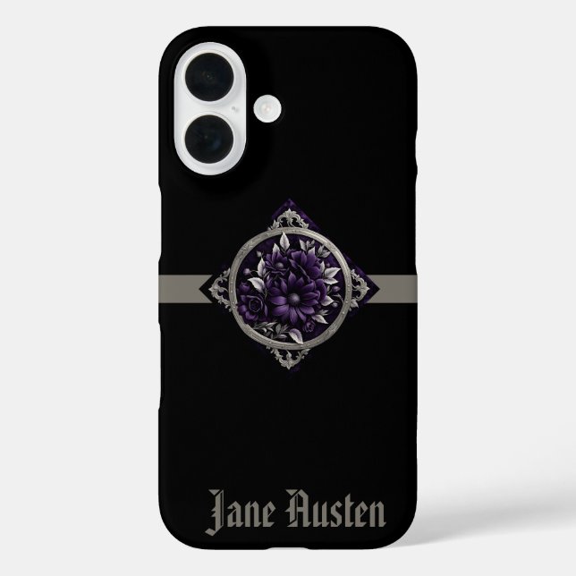 Coques Case-Mate iPhone Fleurs violettes et argentées dans cadre gothique (Verso)