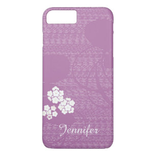 Coque iPhone 8 Plus/7 Plus Fleurs violettes et blanches Floral avec nom perso