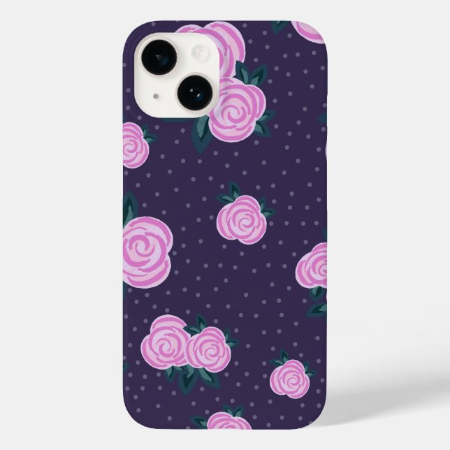 Coques Case-Mate iPhone Fleurs violettes foncées vintage (Verso)