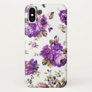 Coque Case-Mate Pour iPhone Fleurs violettes Motif avec Monogramme