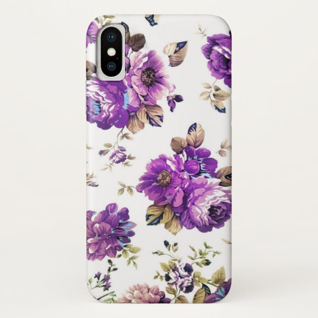 Coques Case-Mate iPhone Fleurs violettes Motif avec Monogramme (Dos)