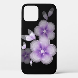 Case-Mate iPhone Case Fleurs violettes sur noir