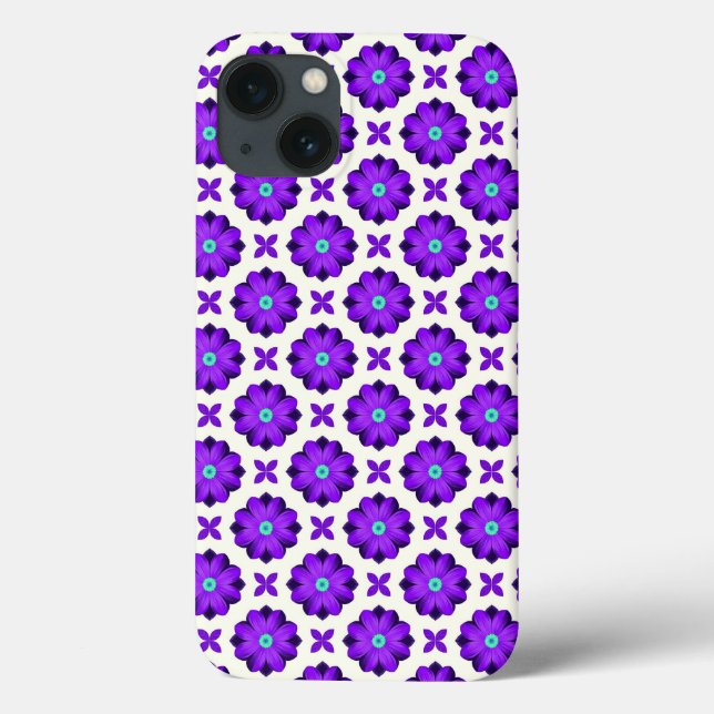 Coques Case-Mate iPhone Fleurs violettes vibrantes et motifs de feuilles (Verso)