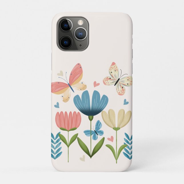 Coques Case-Mate iPhone Fleurs Whimsical et papillons (Dos)
