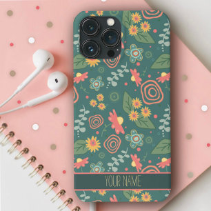 Case-Mate iPhone Case Fleurs Whimsical mignonnes Nom vert Inspirivité