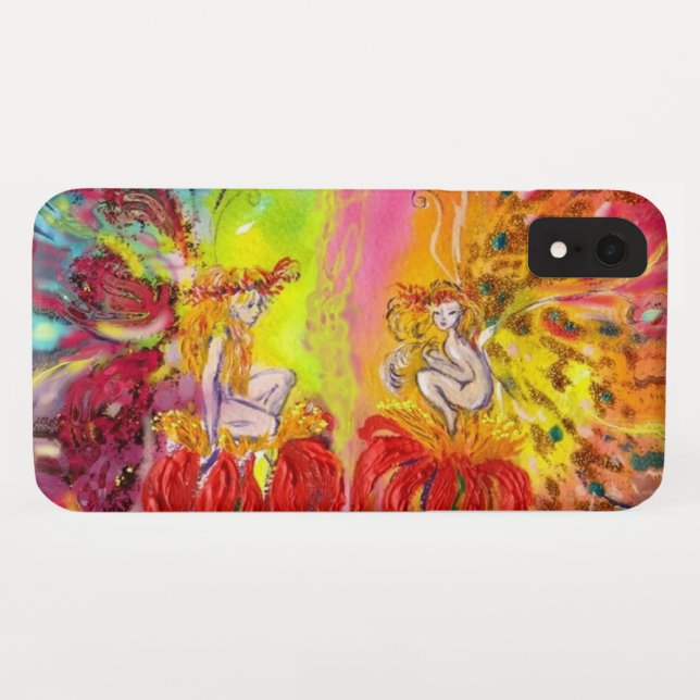 Coques Case-Mate iPhone FLEUVES D'AUBE / Fleurs FLEUES Rose Jaune (Dos (Horizontal))