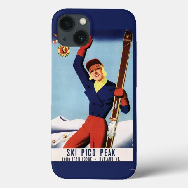 Coques Case-Mate iPhone Flexible Flyer Pin-Up Skiing Girl (Verso)