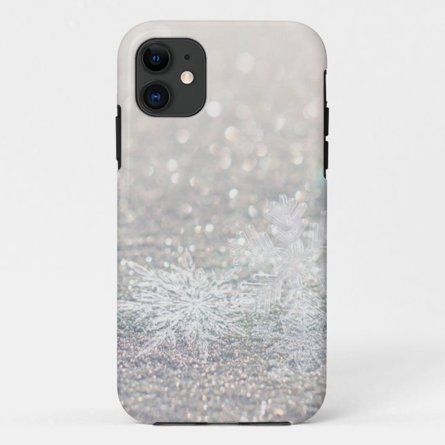 Coques Case-Mate iPhone Flocon de neige Bokeh Bling d'hiver (Dos)