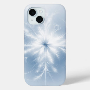 Coque Case-Mate iPhone Flocon de neige fractal sur fond bleu pastel