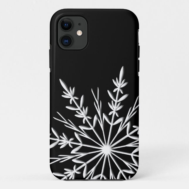 Coques Case-Mate iPhone Flocon de neige noir et blanc (Dos)