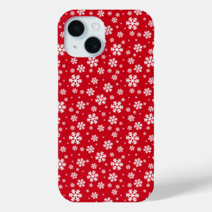 Coque Case-Mate iPhone Flocons blancs sur motif hivernal rouge