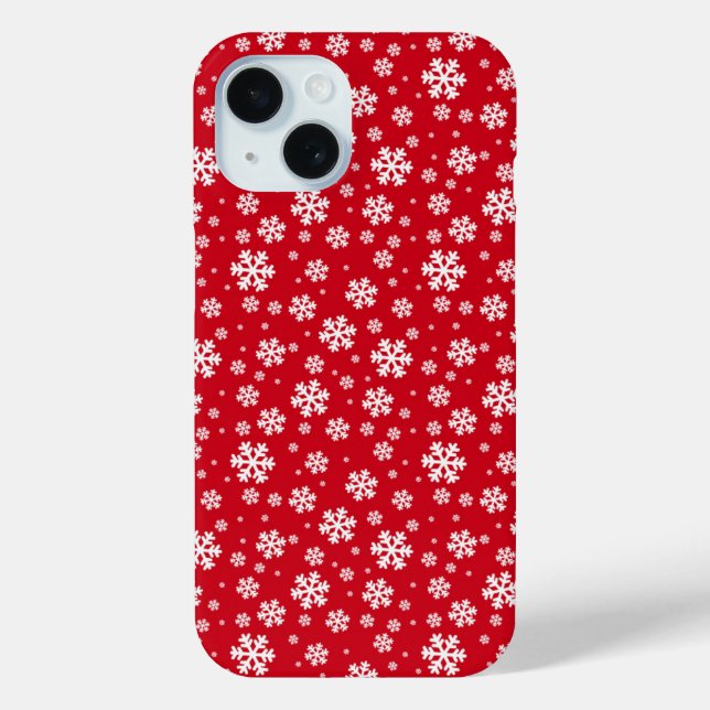 Coques Case-Mate iPhone Flocons blancs sur motif hivernal rouge (Verso)