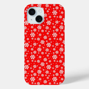 Coque Case-Mate iPhone Flocons blancs sur motif rouge d'hiver