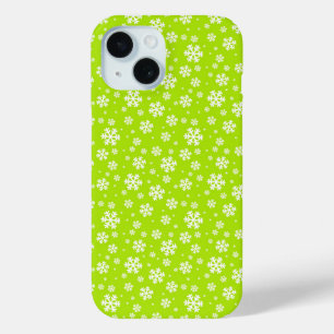 Coque Case-Mate iPhone Flocons blancs sur motif vert d'hiver