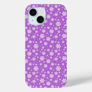 Coque Case-Mate iPhone Flocons blancs sur motif violet d'hiver
