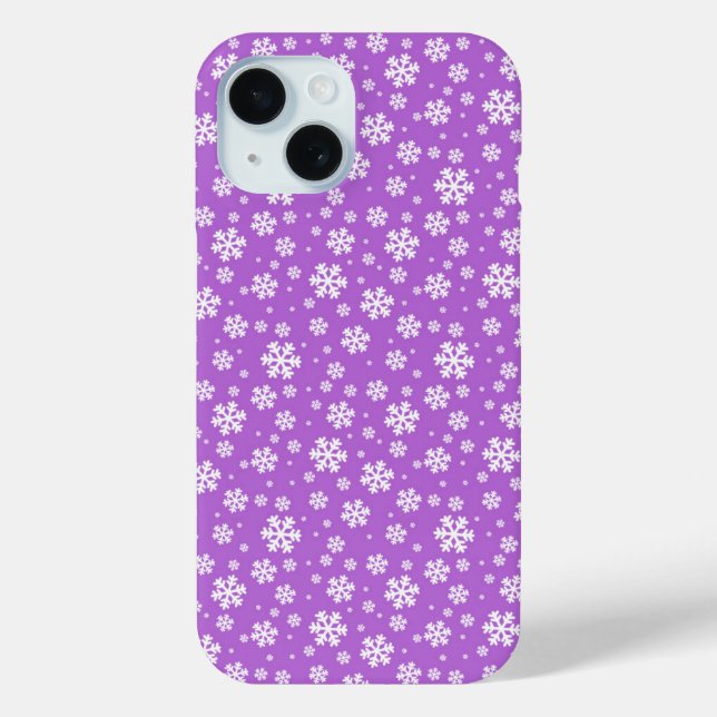 Coques Case-Mate iPhone Flocons blancs sur motif violet d'hiver (Verso)