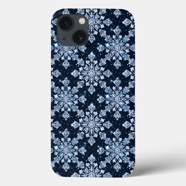 Coques Case-Mate iPhone Flocons de neige 3d bleus (Verso)