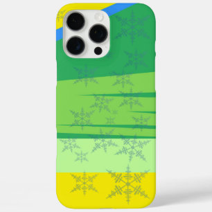 Coque iPhone 16 Pro Max Flocons de neige bleus sur la montagne du lever du